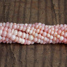 5 - 6mm Pink Opal Plain Rondelles 16 inch 100 beads - The Bead Traders