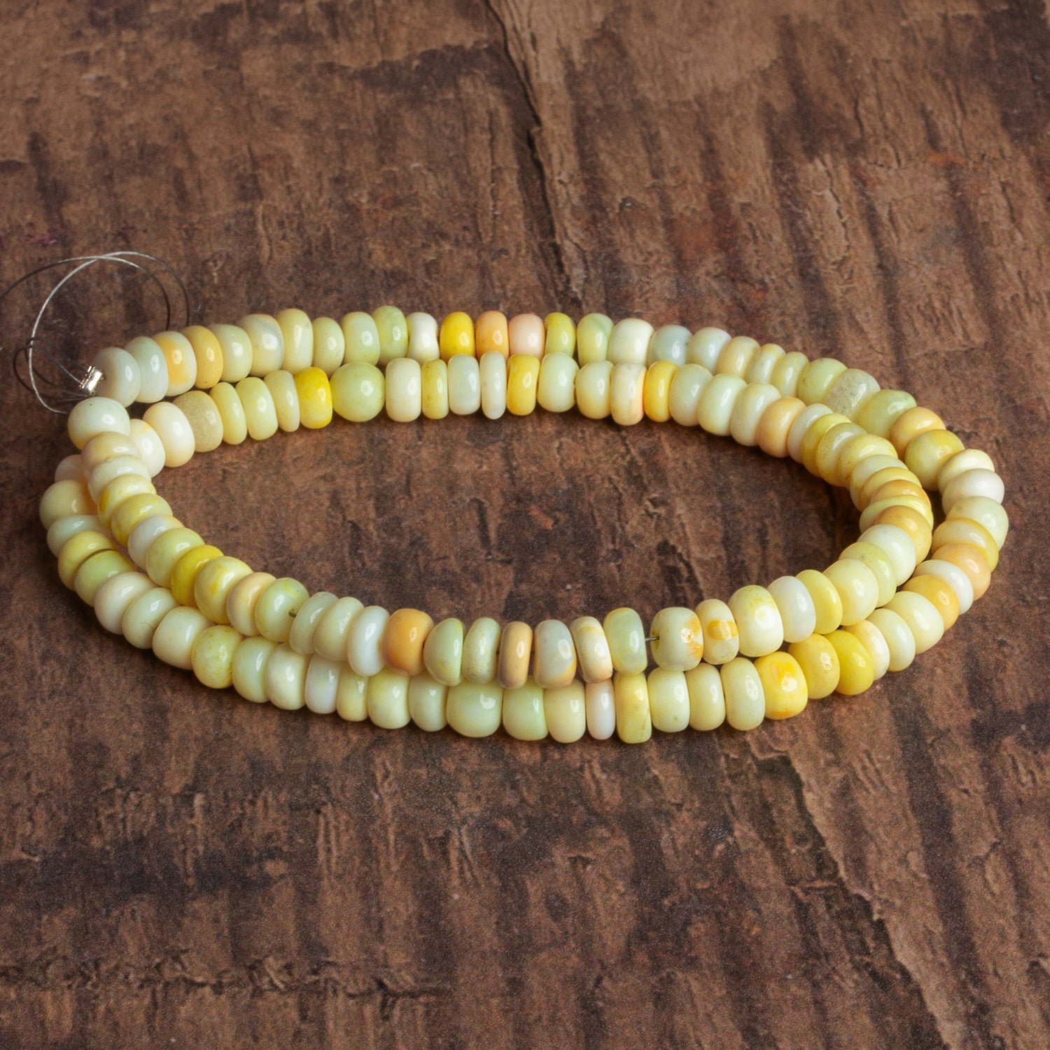 5 - 6mm Popcorn Yellow Opal Plain Rondelles 16 inch 110 beads - The Bead Traders