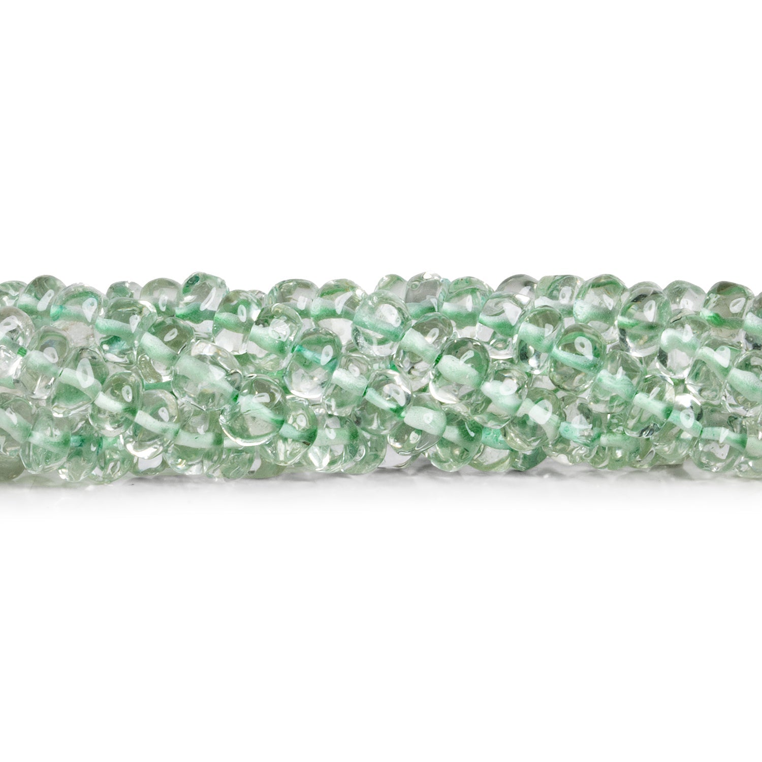 5 - 6mm Prasiolite Plain Heishis 14 inch 95 beads - The Bead Traders