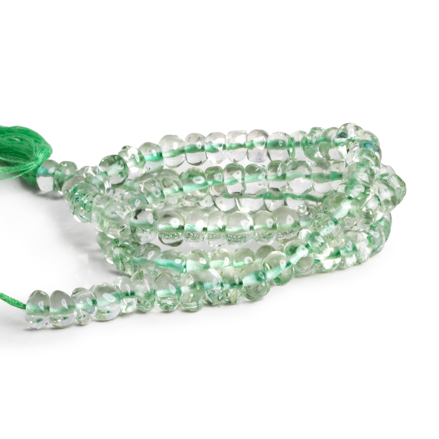 5 - 6mm Prasiolite Plain Heishis 14 inch 95 beads - The Bead Traders