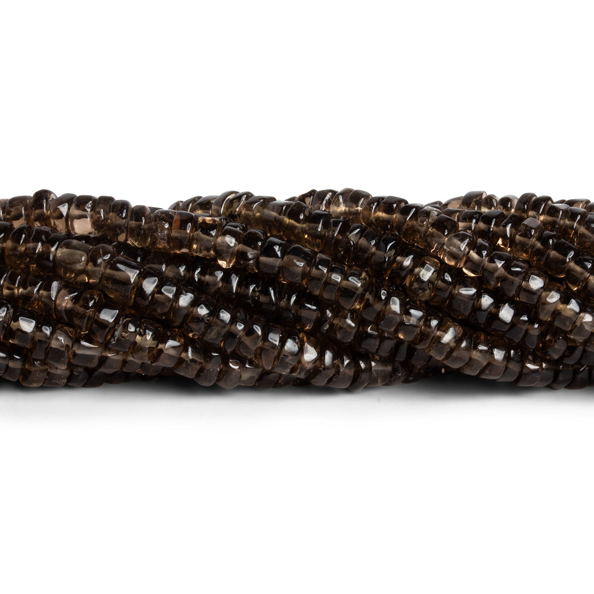 5-6mm Smoky Quartz Handcut Heishis 12 inch 130 beads - The Bead Traders