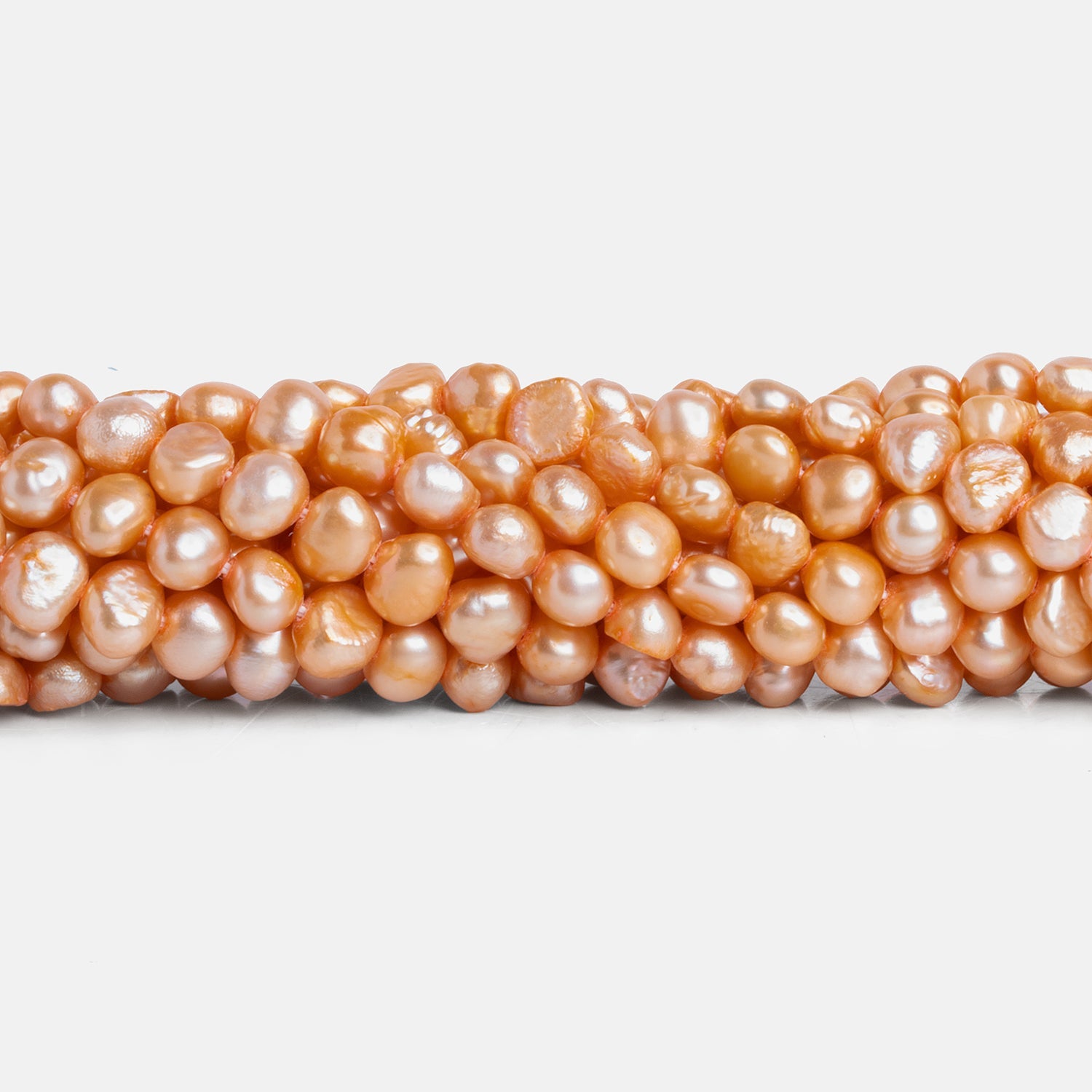 5 - 6mm Yellow Peach Baroque Pearls 15 inch 80 beads - The Bead Traders