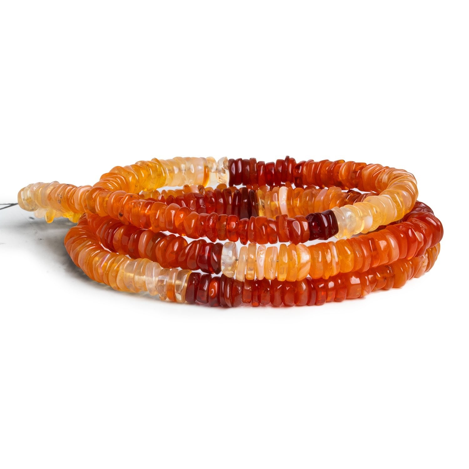 5 - 7.5mm Mexican Fire Opal Plain Heishis 18 inch 300 beads - The Bead Traders