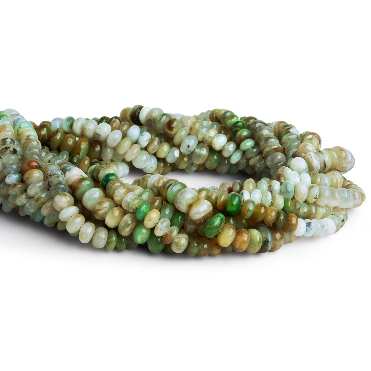 5-7mm Blue Peruvian Opal Plain Rondelles 15 inch 100 beads - The Bead Traders