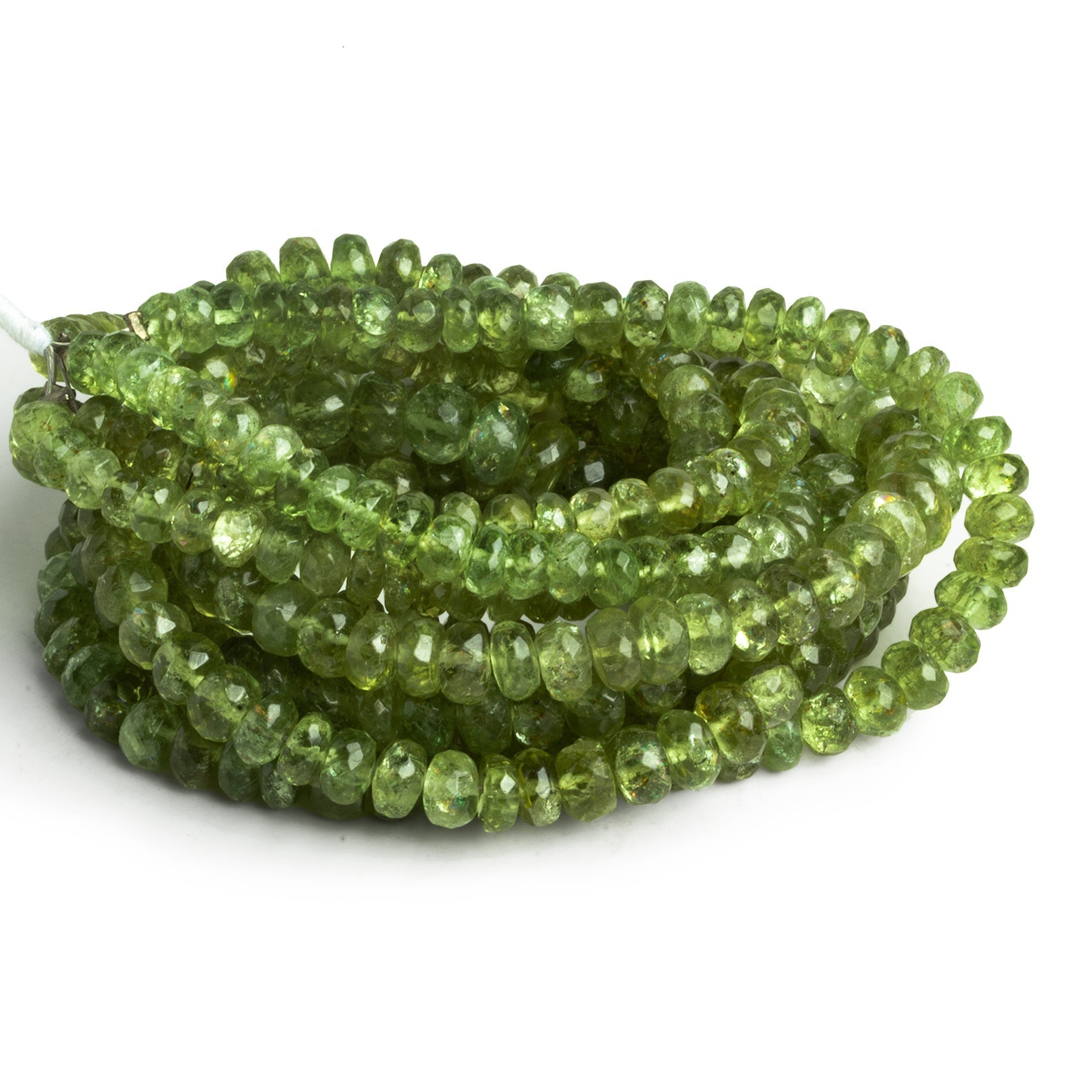 5 - 7mm Green Apatite Faceted Rondelles 18 inch 130 beads - The Bead Traders
