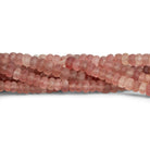 5 - 7mm Matte Strawberry Quartz Plain Rondelles 14 inch 105 beads - The Bead Traders