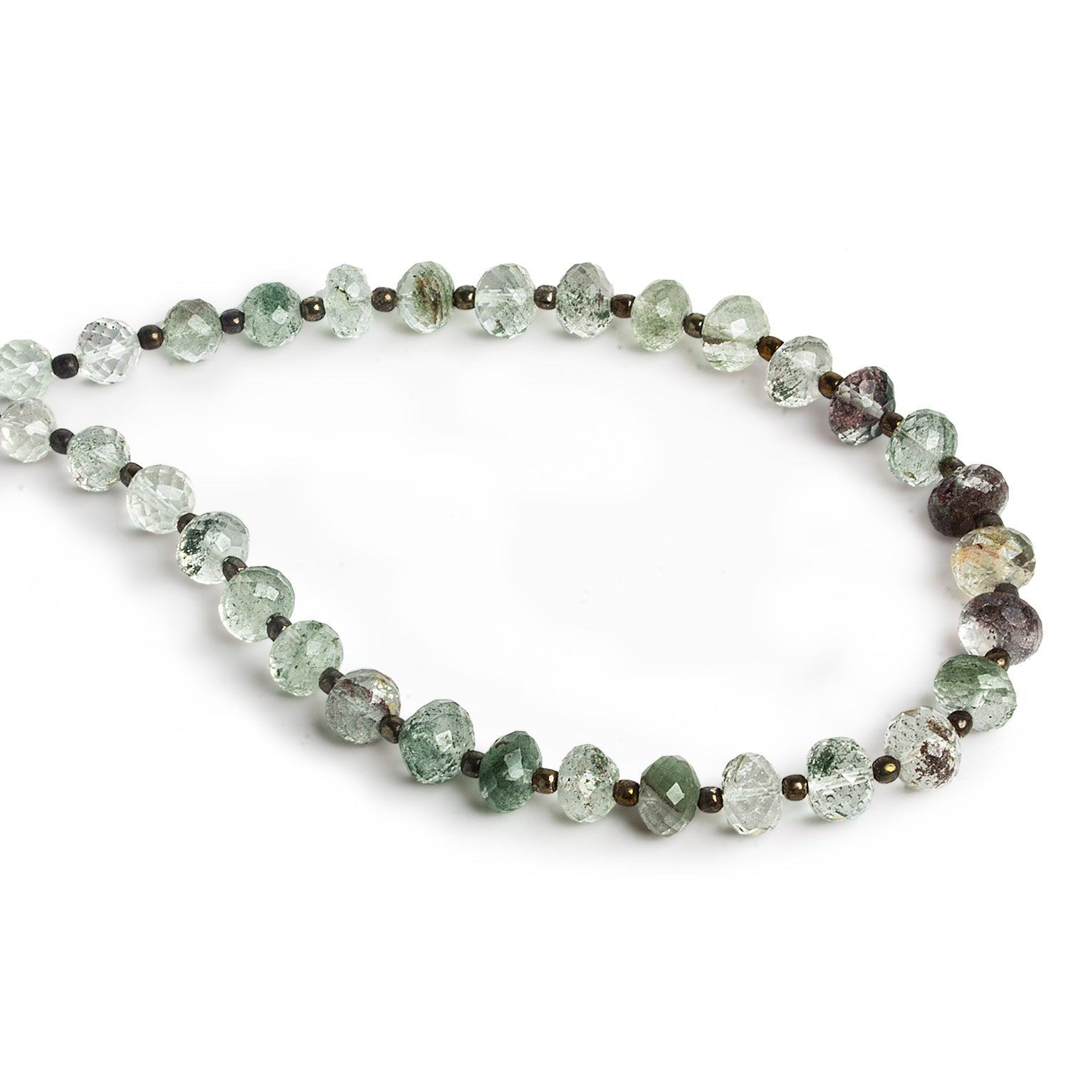 5 - 7mm Moss Quartz Faceted Rondelles 8 inch 30 beads - The Bead Traders
