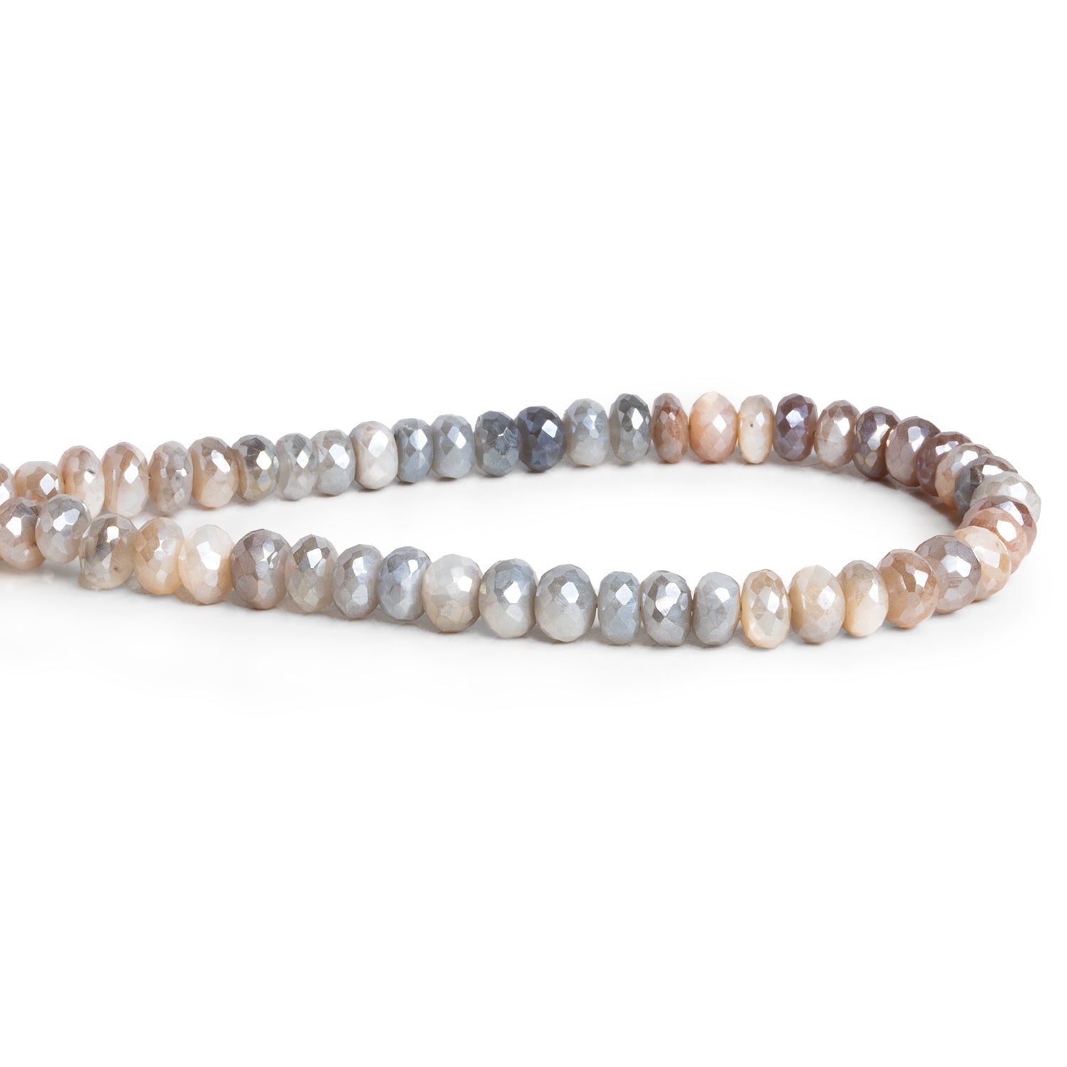 5 - 7mm Mystic Multi Moonstone Faceted Rondelles 8 inch 41 beads - The Bead Traders