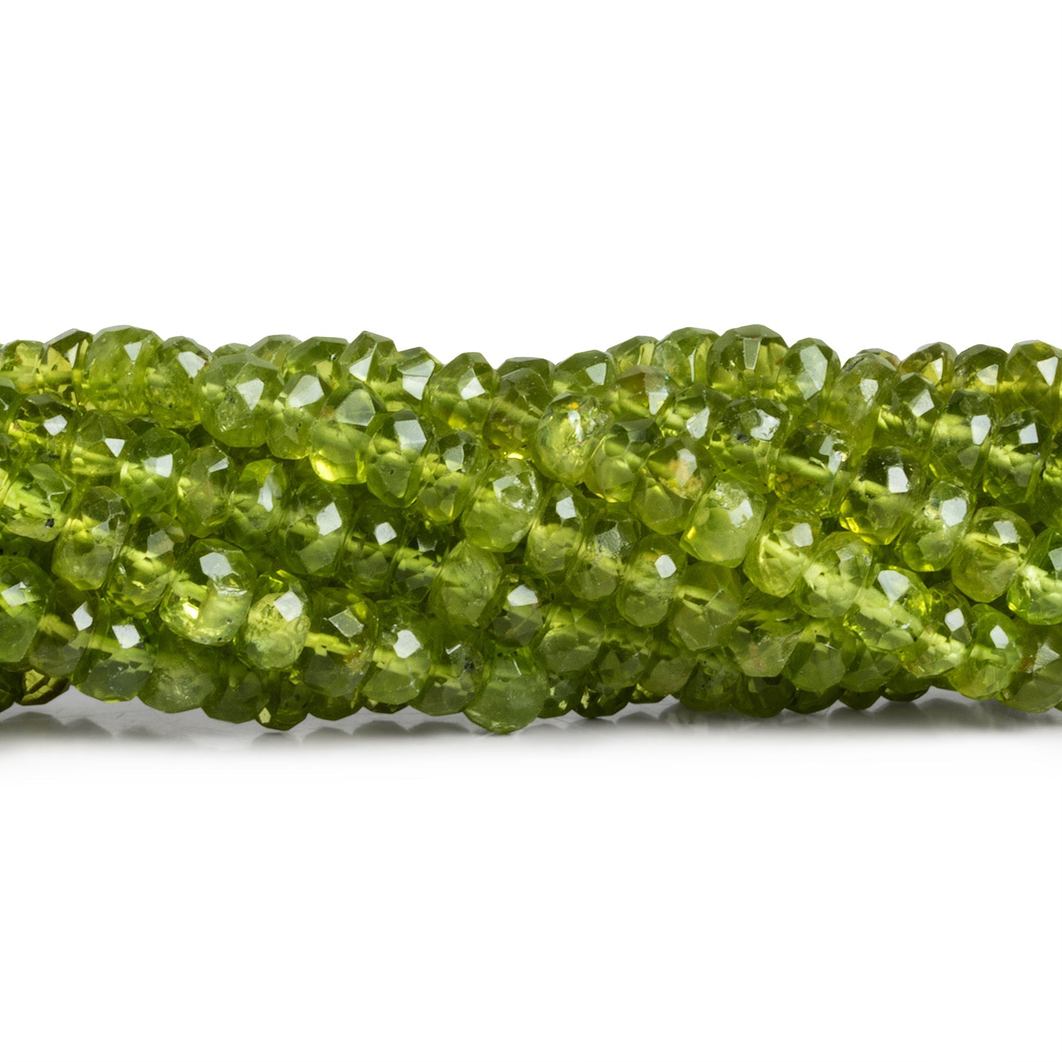 5 - 7mm Peridot Faceted Rondelles 12 inch 88 beads - The Bead Traders