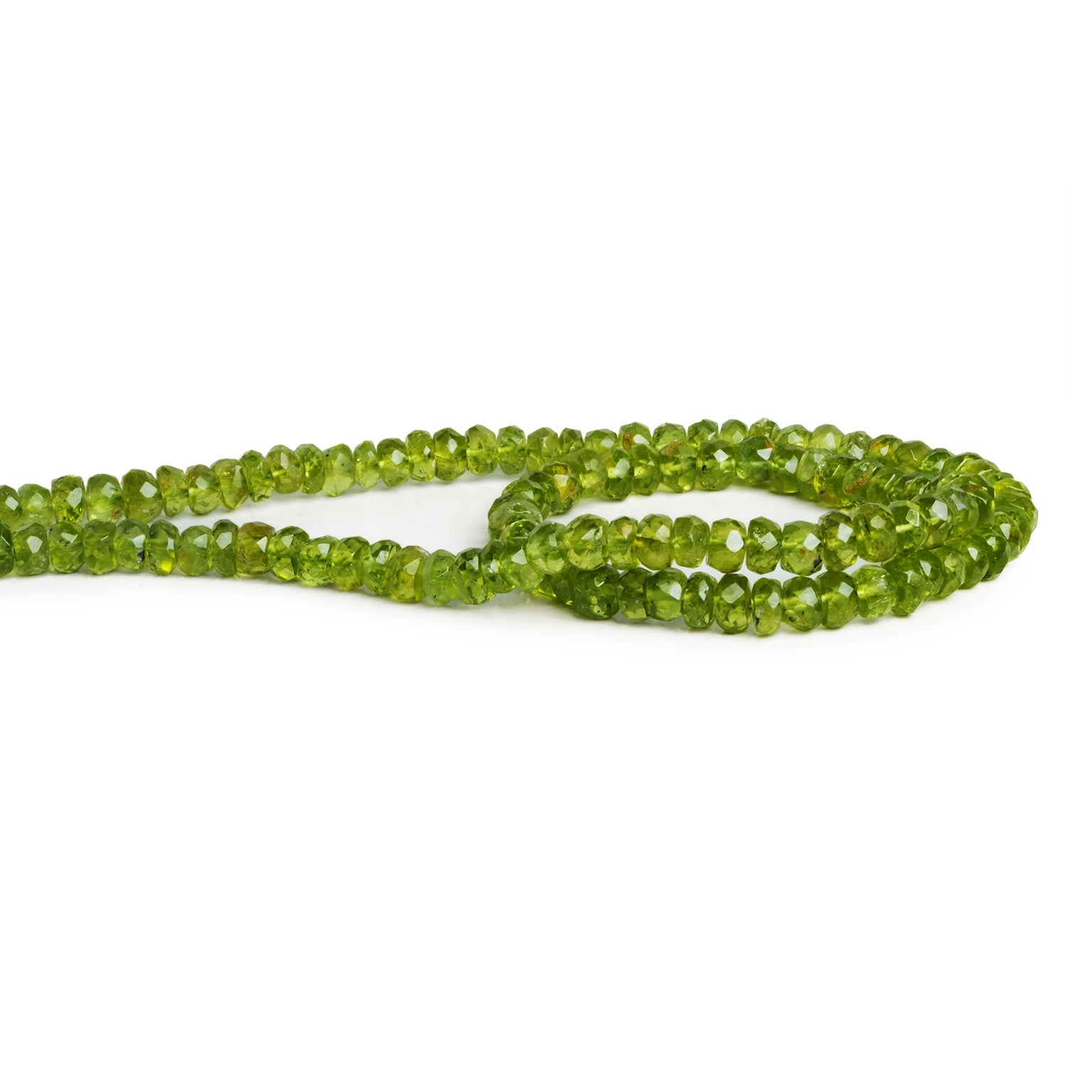 5 - 7mm Peridot Faceted Rondelles 12 inch 88 beads - The Bead Traders