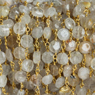 5 - 7mm Rutilated Quartz Coin Gold Chain 25 beads - The Bead Traders