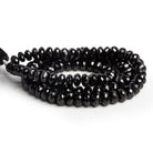 5 - 8mm Black Spinel Faceted Rondelles 16 inch 100 beads - The Bead Traders