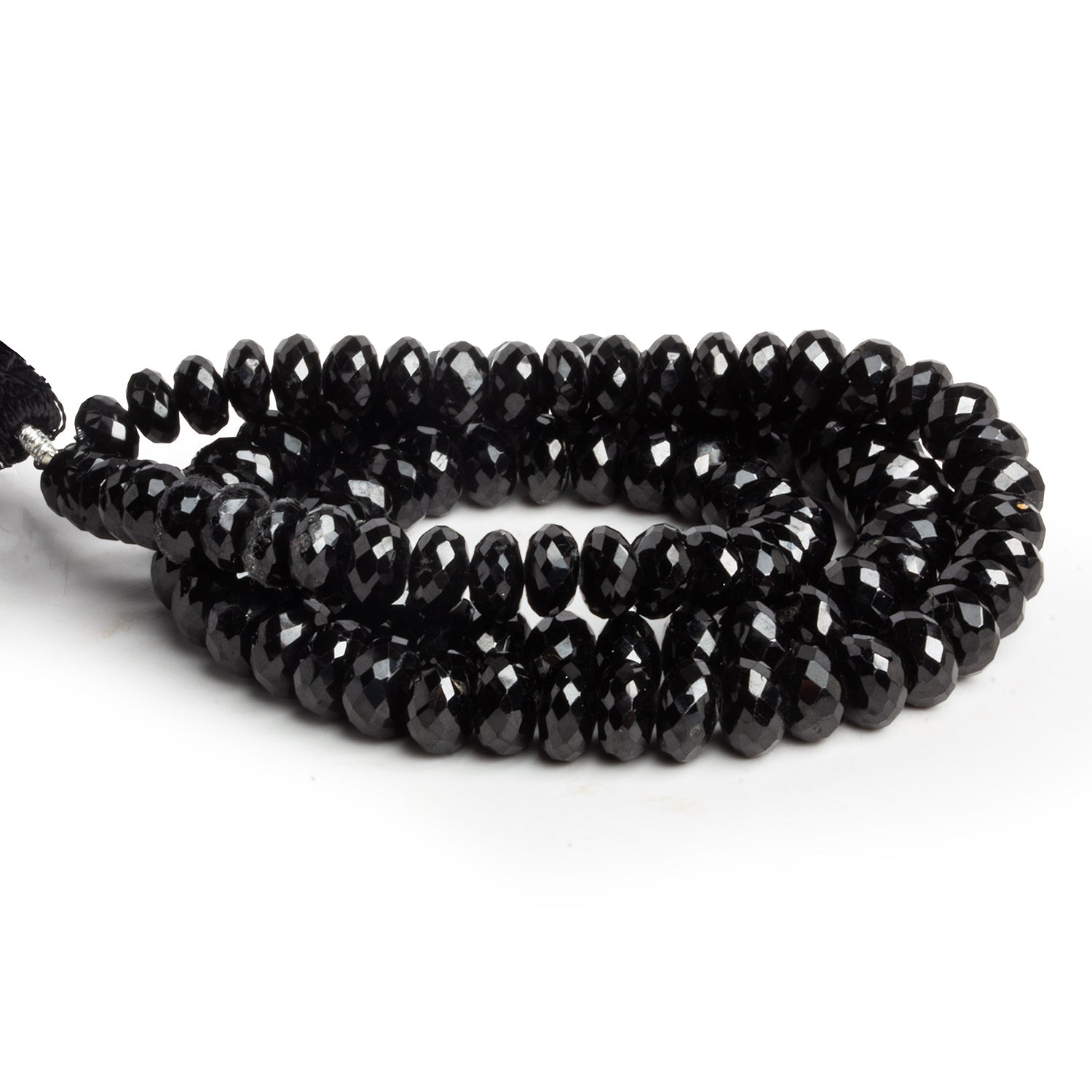 5 - 8mm Black Spinel Faceted Rondelles 16 inch 100 beads - The Bead Traders