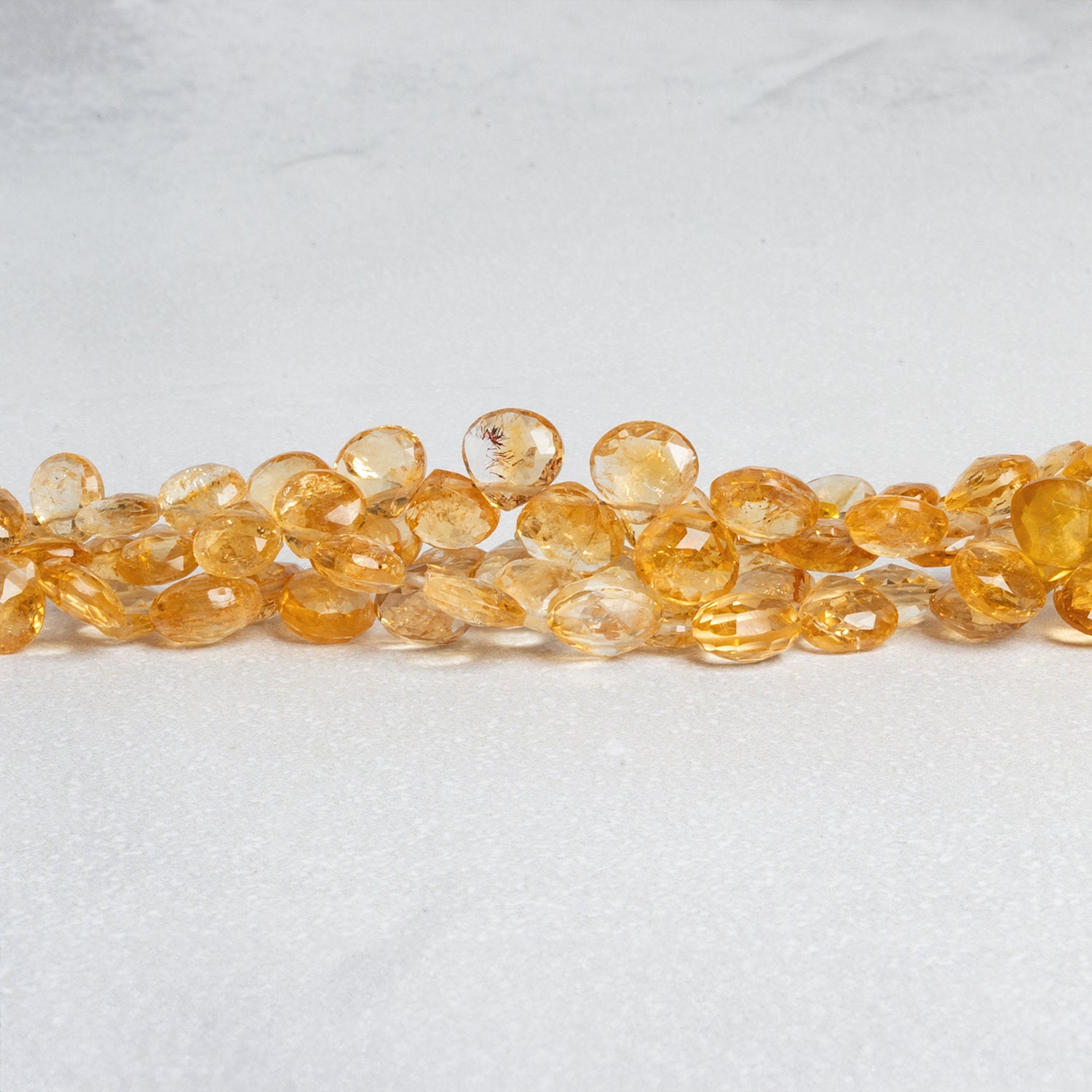 5 - 8mm Citrine Faceted Hearts 9 inch 45 beads - The Bead Traders