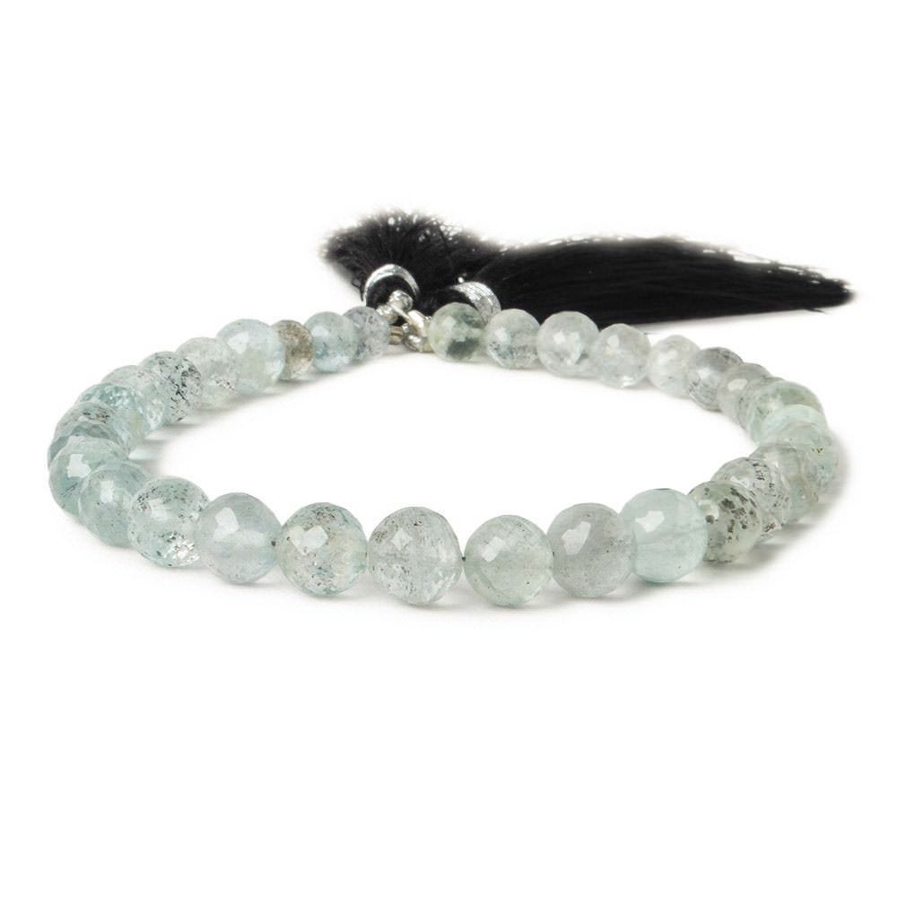 5 - 8mm Moss Aquamarine Faceted Rounds 8 inch 38 beads - The Bead Traders