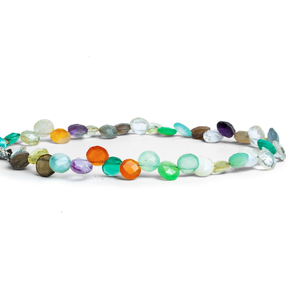 5 - 8mm Multi Gemstone Top - Drilled Coins 7.5 inch 30 beads - The Bead Traders