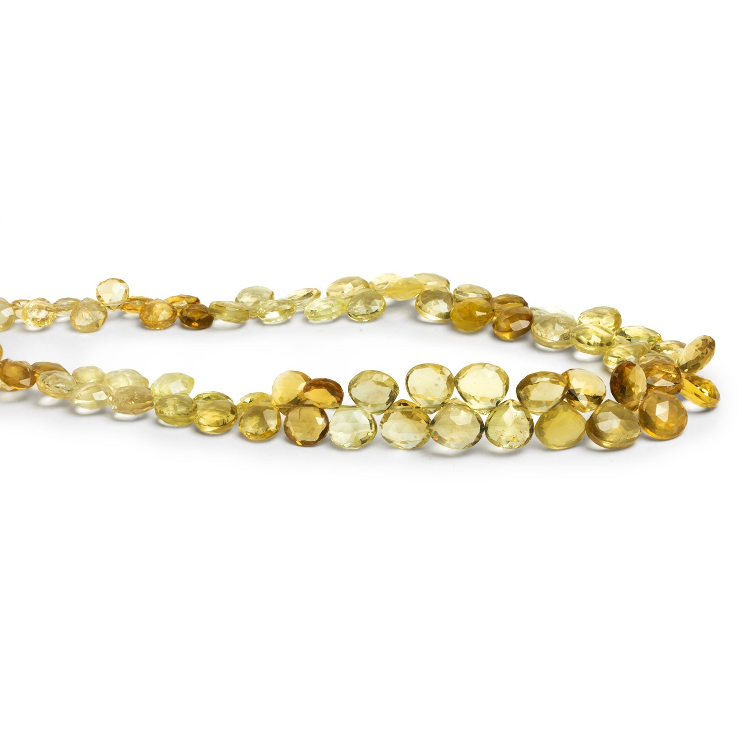 5 - 8mm Whisky Quartz Faceted Hearts 10 inch 68 beads - The Bead Traders