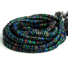 5-9mm Black Ethiopian Opal Faceted Heishis 16 inch 200 beads - The Bead Traders
