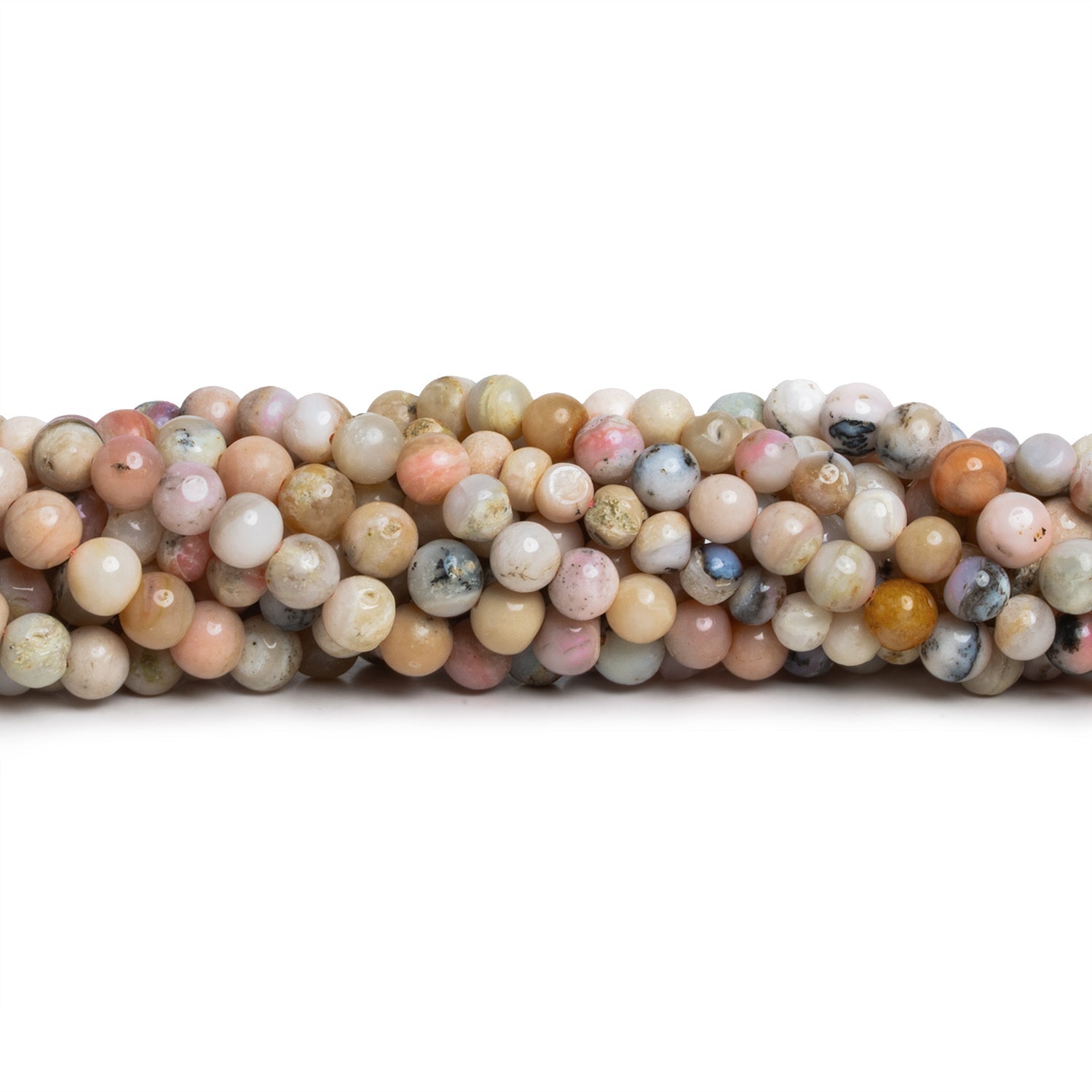 5-9mm Pink Peruvian Opal Handcut Rounds 16 inch 40 beads - The Bead Traders