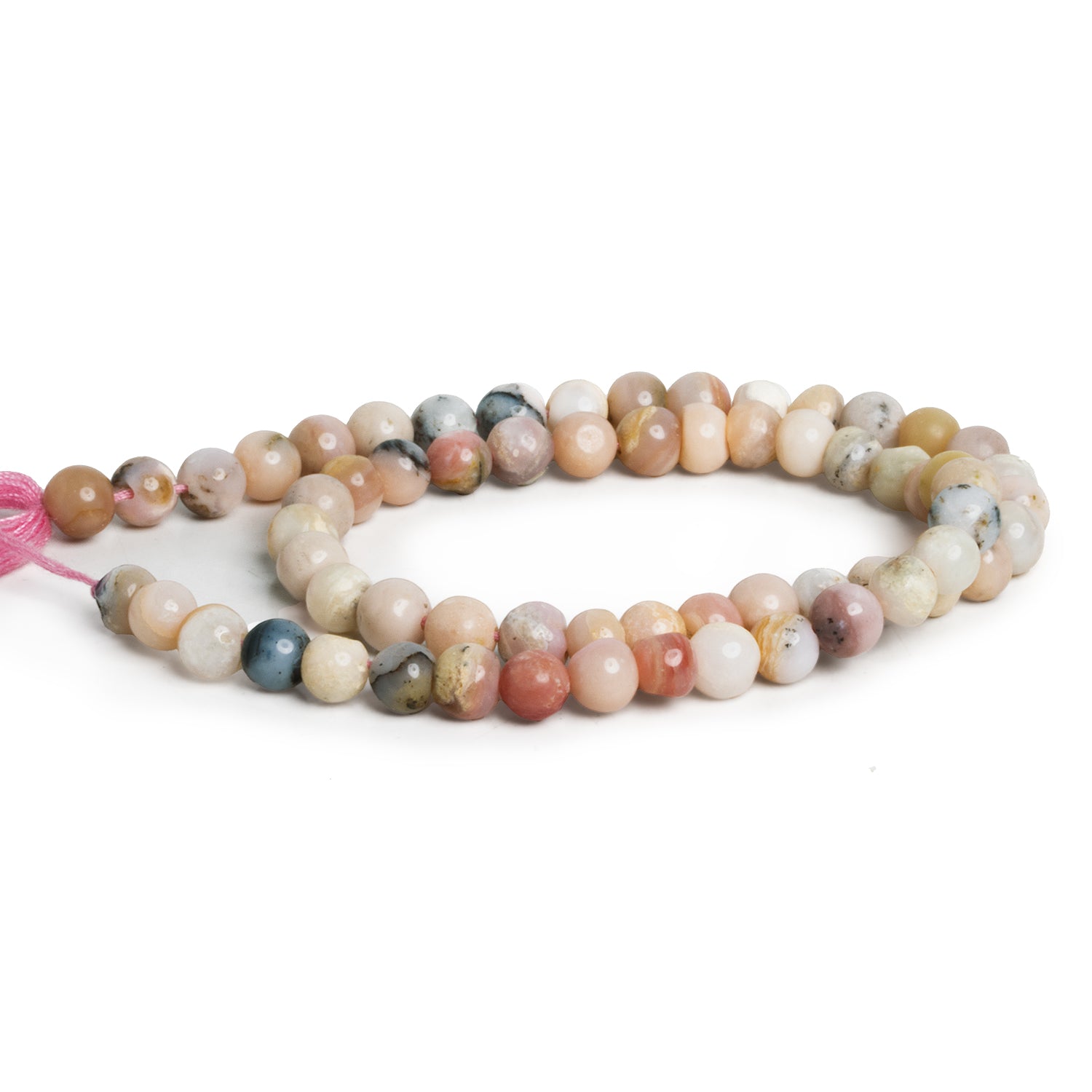 5-9mm Pink Peruvian Opal Handcut Rounds 16 inch 40 beads - The Bead Traders