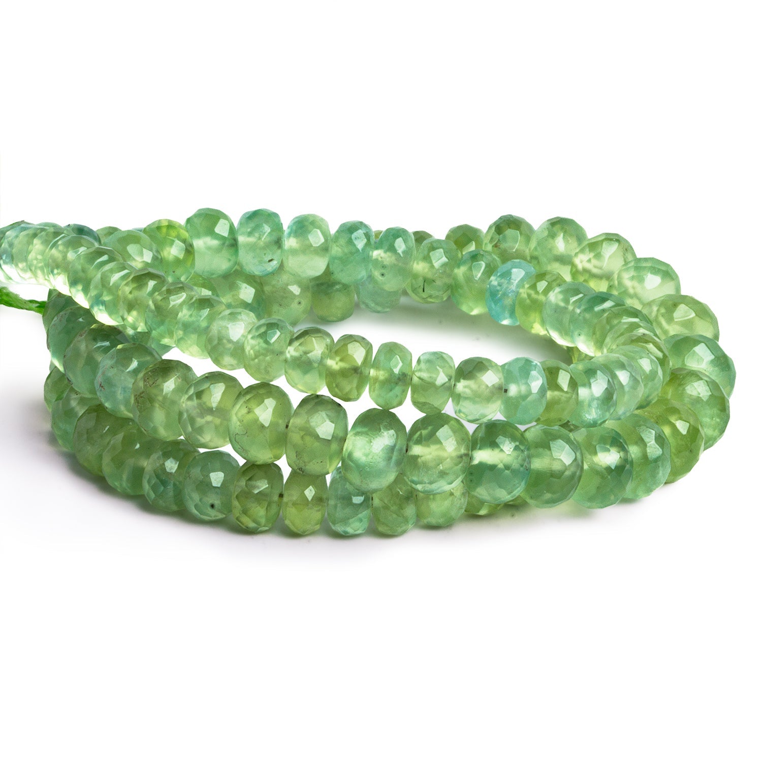 5 - 9mm Prehnite Faceted Rondelles 18 inch 110 beads - The Bead Traders