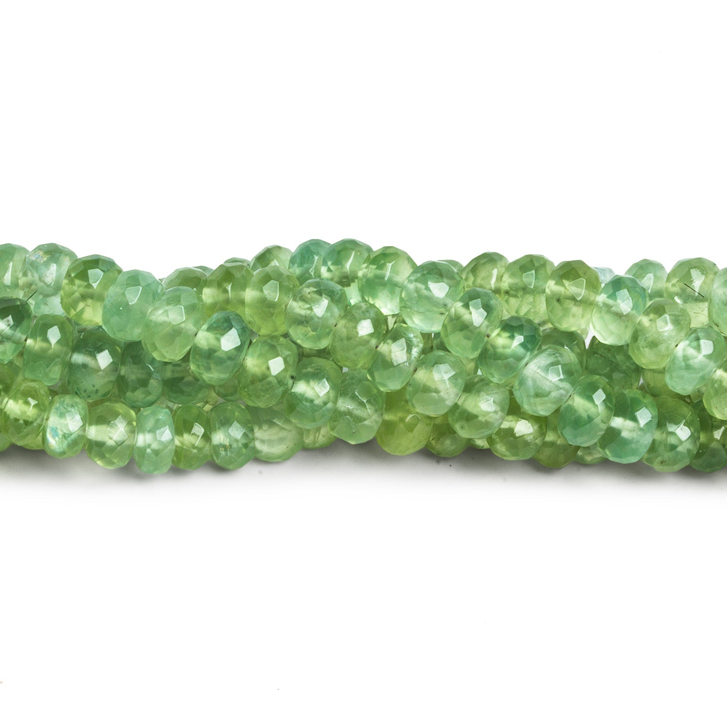 5 - 9mm Prehnite Faceted Rondelles 18 inch 110 beads - The Bead Traders