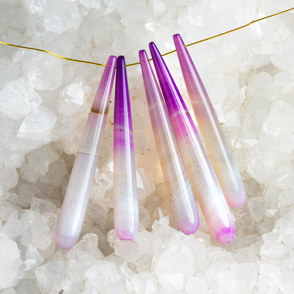 58x7mm Purple Chalcedony Teardrop Focal 1 Bead
