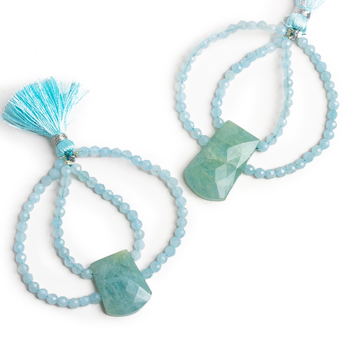 50mm Aquamarine Double - Drilled Fancy Focal Beads 1 Piece - The Bead Traders