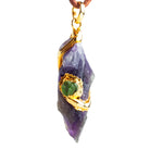 50x17mm Double Leafed Amethyst with Peridot Pendant 1 Bead - The Bead Traders
