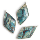 50x25mm Silver Bezeled Chrysocolla Faceted Kite Pendant - The Bead Traders