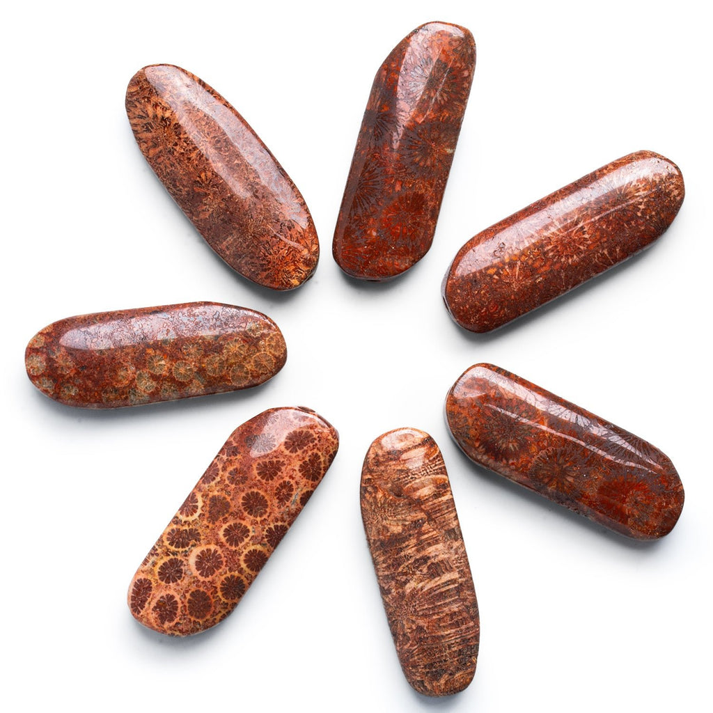 50x28m Fossilized Coral 2.5mm Large Hole Elongated Oval Focal 1 Bead - The Bead Traders