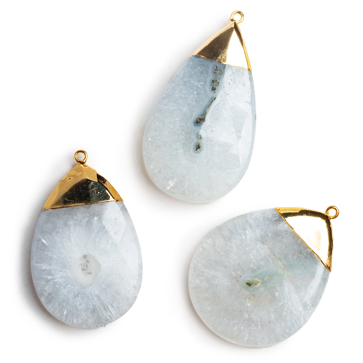 50x32mm Gold Leafed Solar Quartz Pear Pendant 1 Bead - The Bead Traders