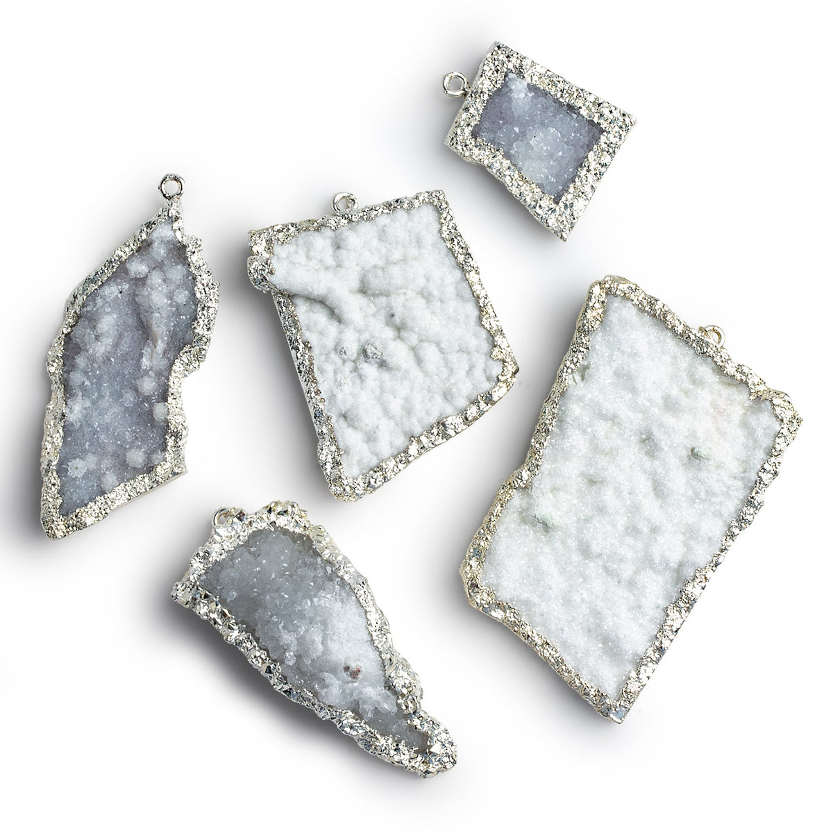 50x35mm Silver Leafed Drusy Pendant 1 Bead - The Bead Traders