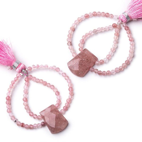 50x45mm Strawberry Quartz Double-Drilled Fancy Focal Beads 1 Piece