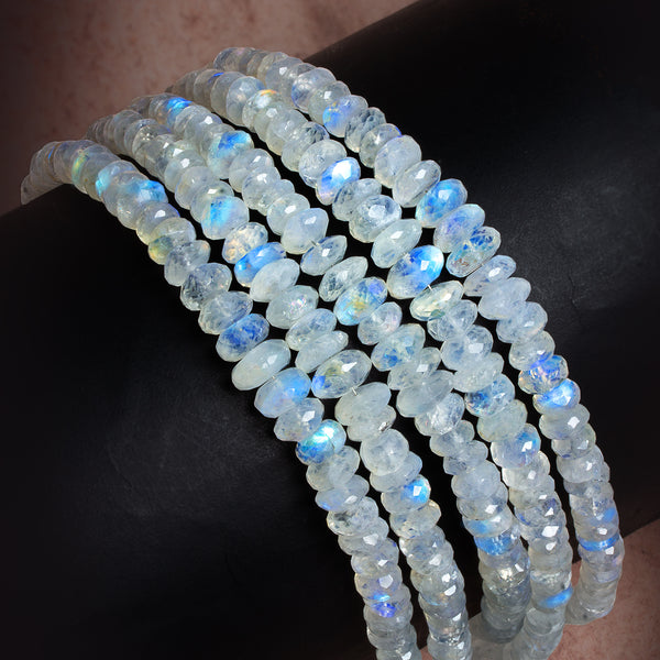 8-12mm Rainbow Moonstone Faceted Rondelles 16 inch 80 beads