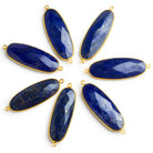 54x18mm Vermeil Bezeled Lapis Lazuli Oval Connector 1 Bead - The Bead Traders