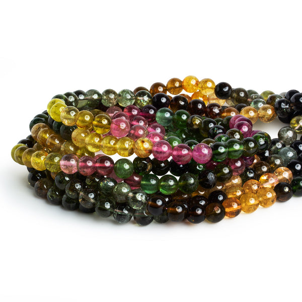 5.5mm Multicolor Tourmaline Plain Rounds 15 inch 67 beads