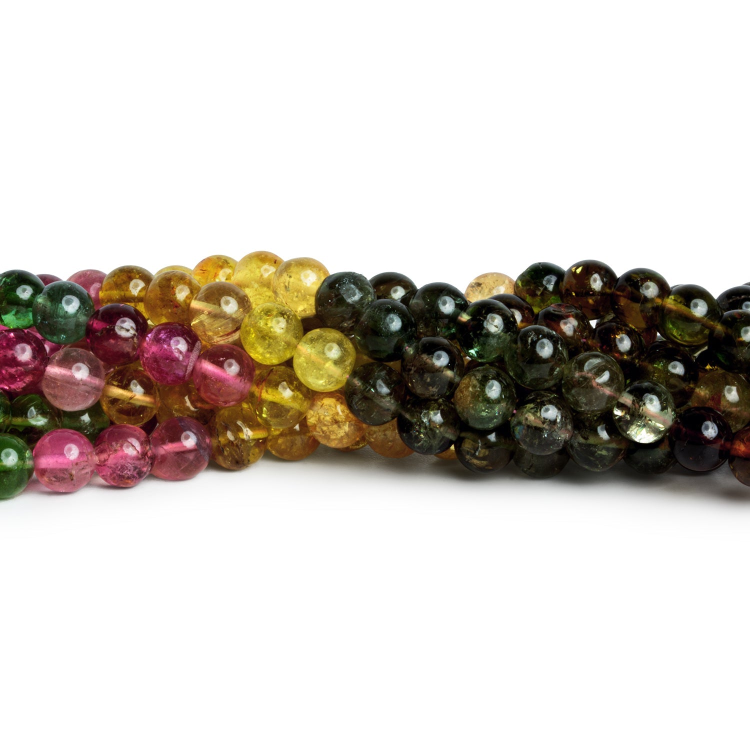 5.5mm Multicolor Tourmaline Plain Rounds 15 inch 67 beads - The Bead Traders