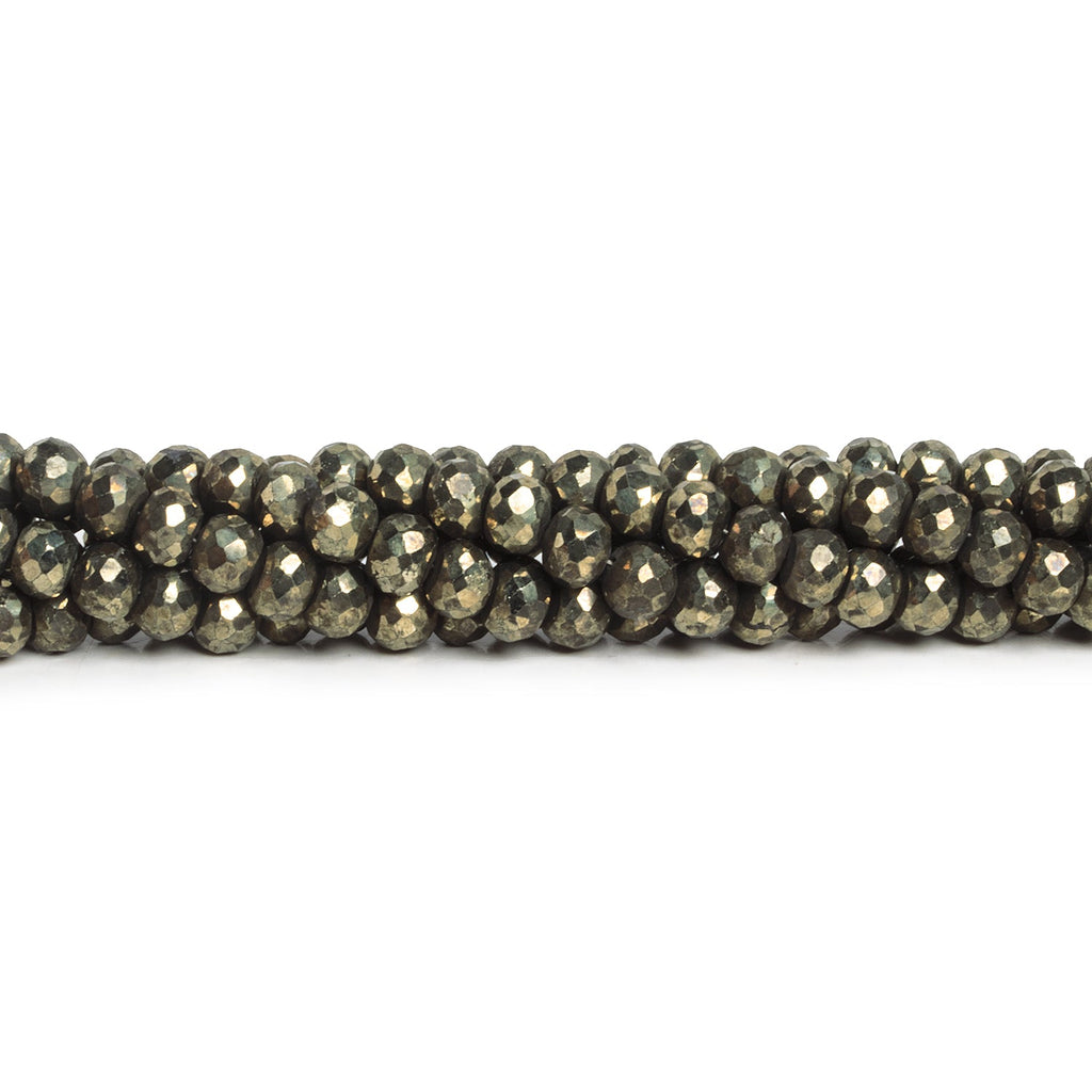 5.5mm Pyrite Faceted Rondelles 8 inch 47 beads - The Bead Traders