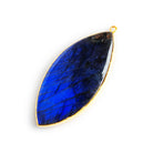57x26mm Gold Leafed Labradorite Marquise Pendant 1 Bead - The Bead Traders