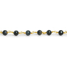5mm Black Tiger's Eye Plain Rounds Gold Chain 23 beads - The Bead Traders