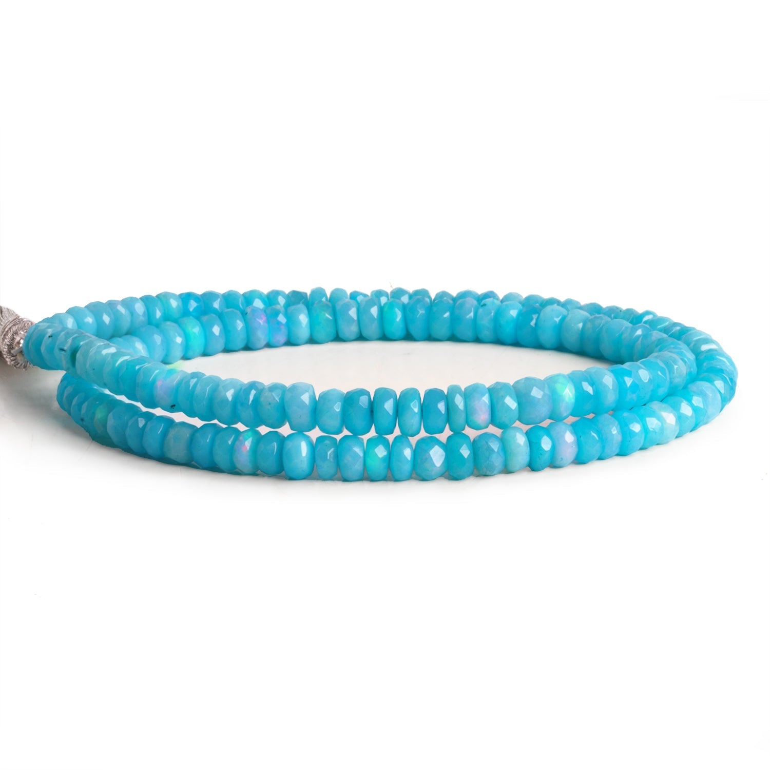 5mm Blue Ethiopian Opal Faceted Rondelles 16 inch 135 beads - The Bead Traders
