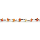 5mm Carnelian Rondelle Black Gold Chain 34 beads - The Bead Traders