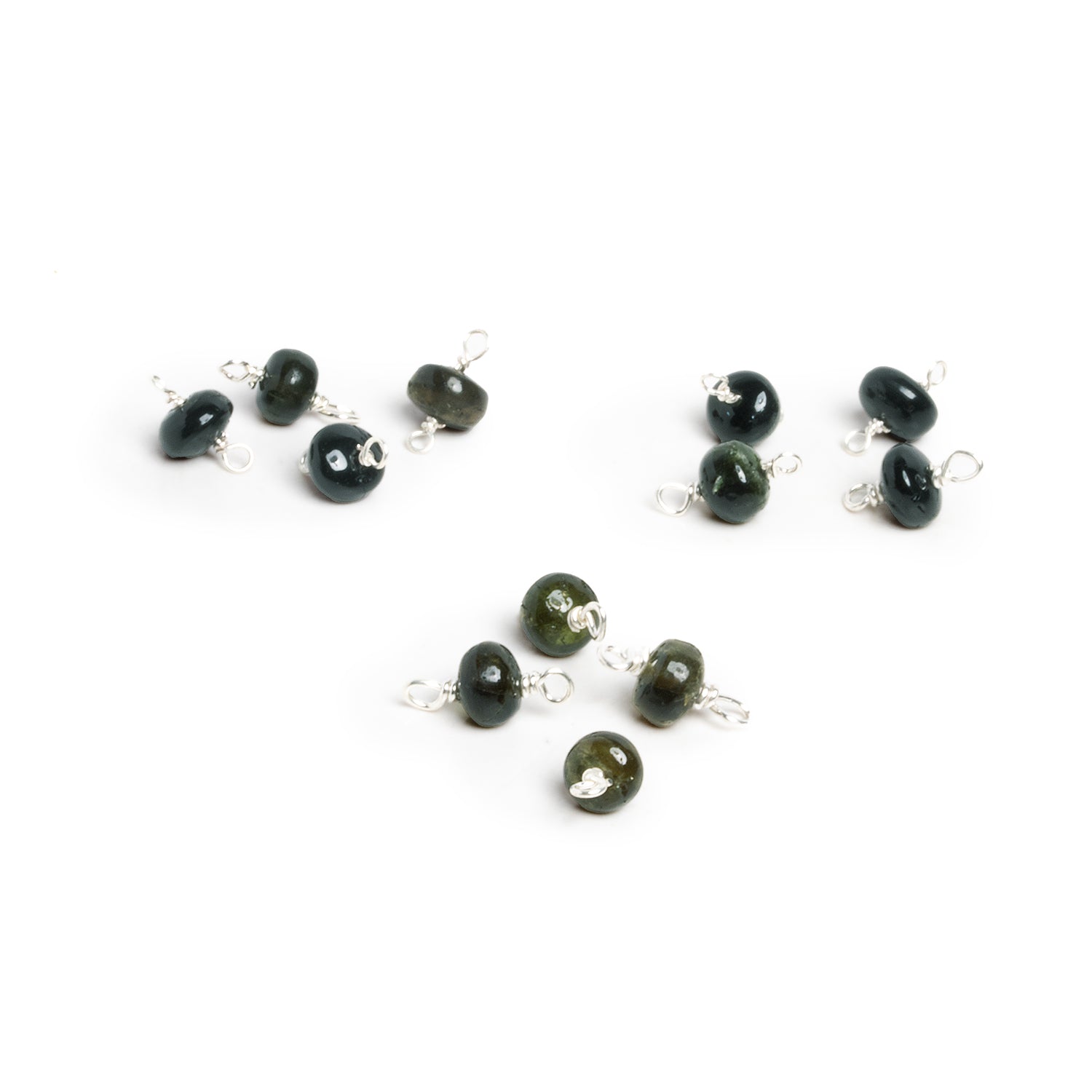 5mm Dark Yellow - Green Tourmaline Wire - Wrapped Focal Connectors 4 Pieces - The Bead Traders