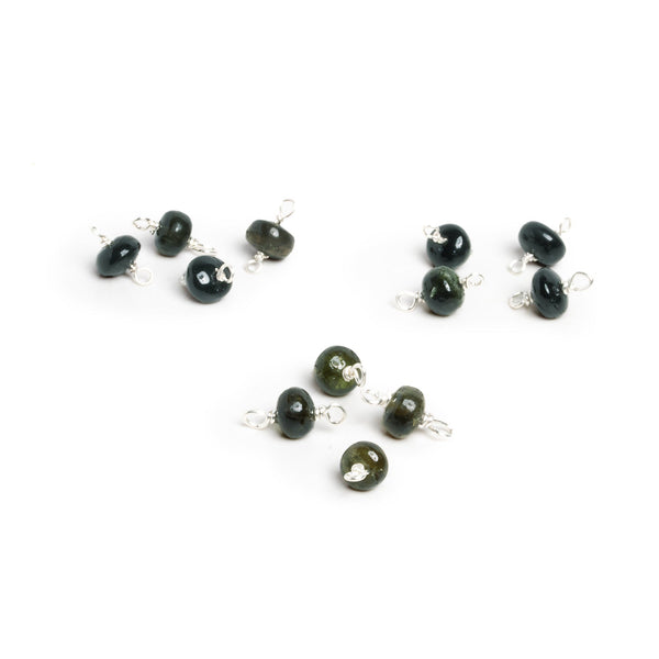 5mm Dark Yellow-Green Tourmaline Wire-Wrapped Focal Connectors 4 Pieces