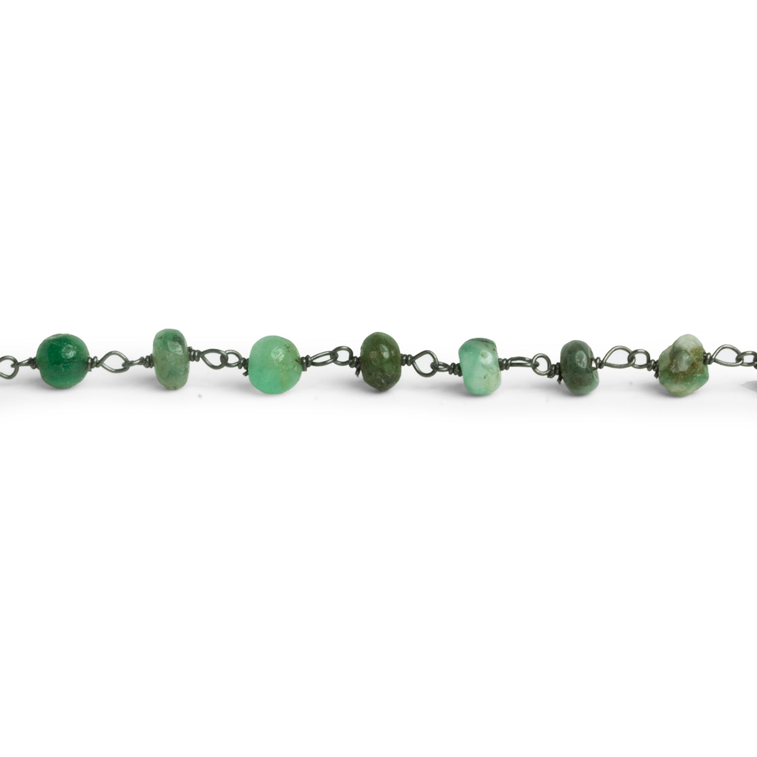 5mm Emerald Rondelle Black Gold Chain 36 Beads - The Bead Traders