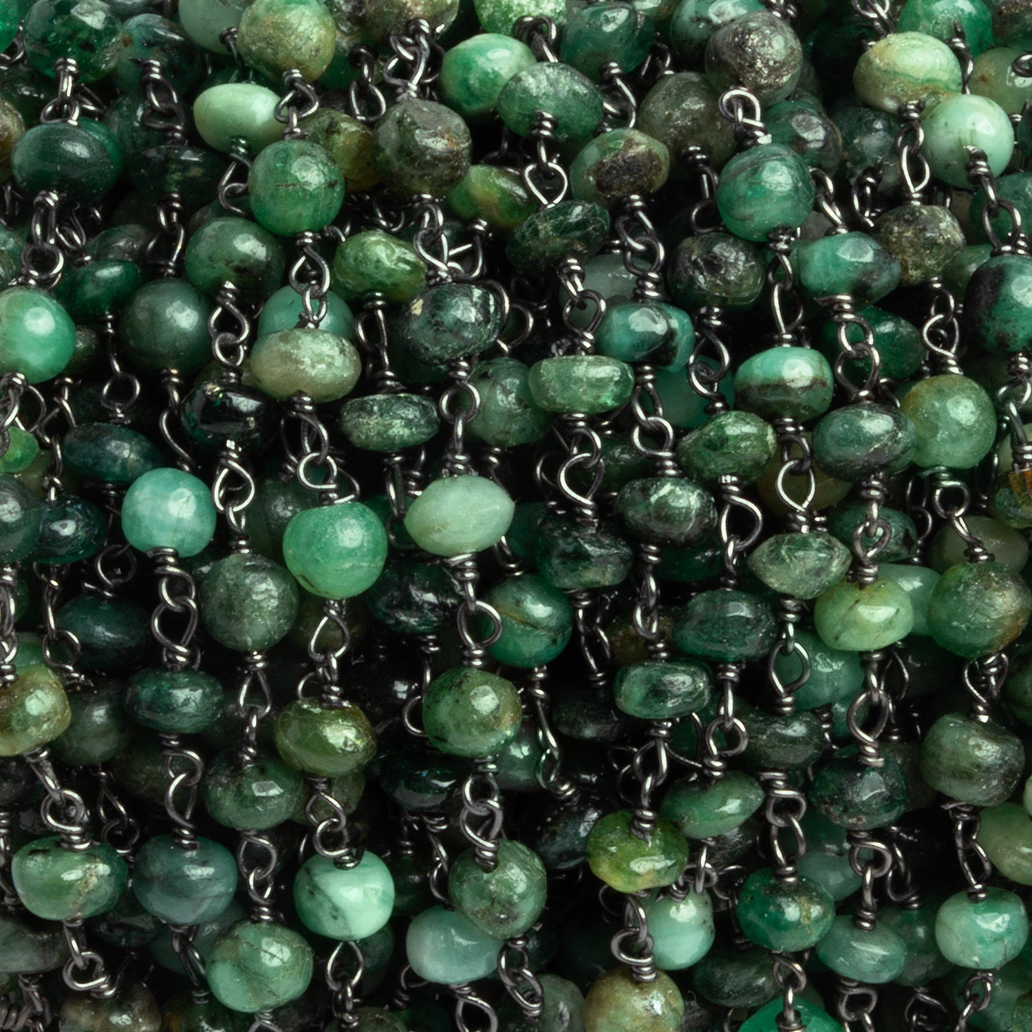 5mm Emerald Rondelle Black Gold Chain 36 Beads - The Bead Traders