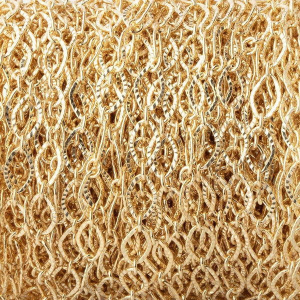 5mm Gold Plated Corrugated Oval Link Chain 3 Feet