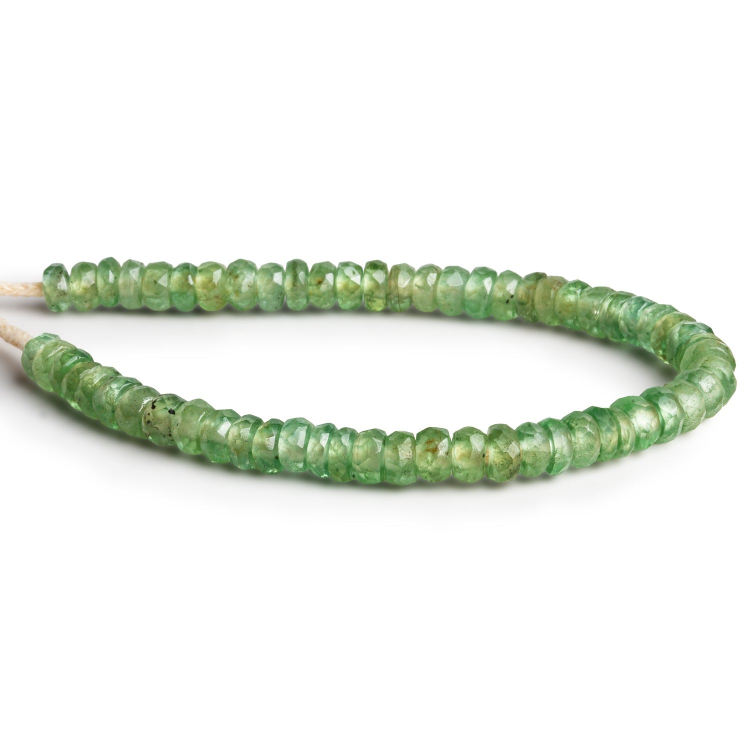 5mm Green Kyanite 2mm Large Hole Faceted Rondelles 6 inch 58 beads - The Bead Traders