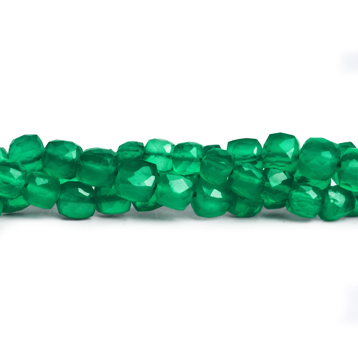 5mm Green Quartz Faceted Cubes 8 inch 37 beads - The Bead Traders